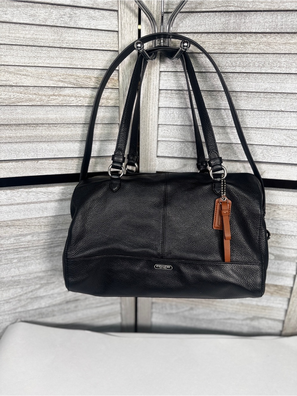Coach Park Soft Katheryn Black Leather Triple Zip Satchel F31324